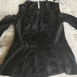 NWT BCBG lace blouse sz xxs black